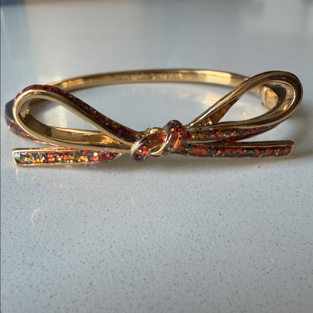 kate spade Gold Bow Rainbow Glitter Bracelet